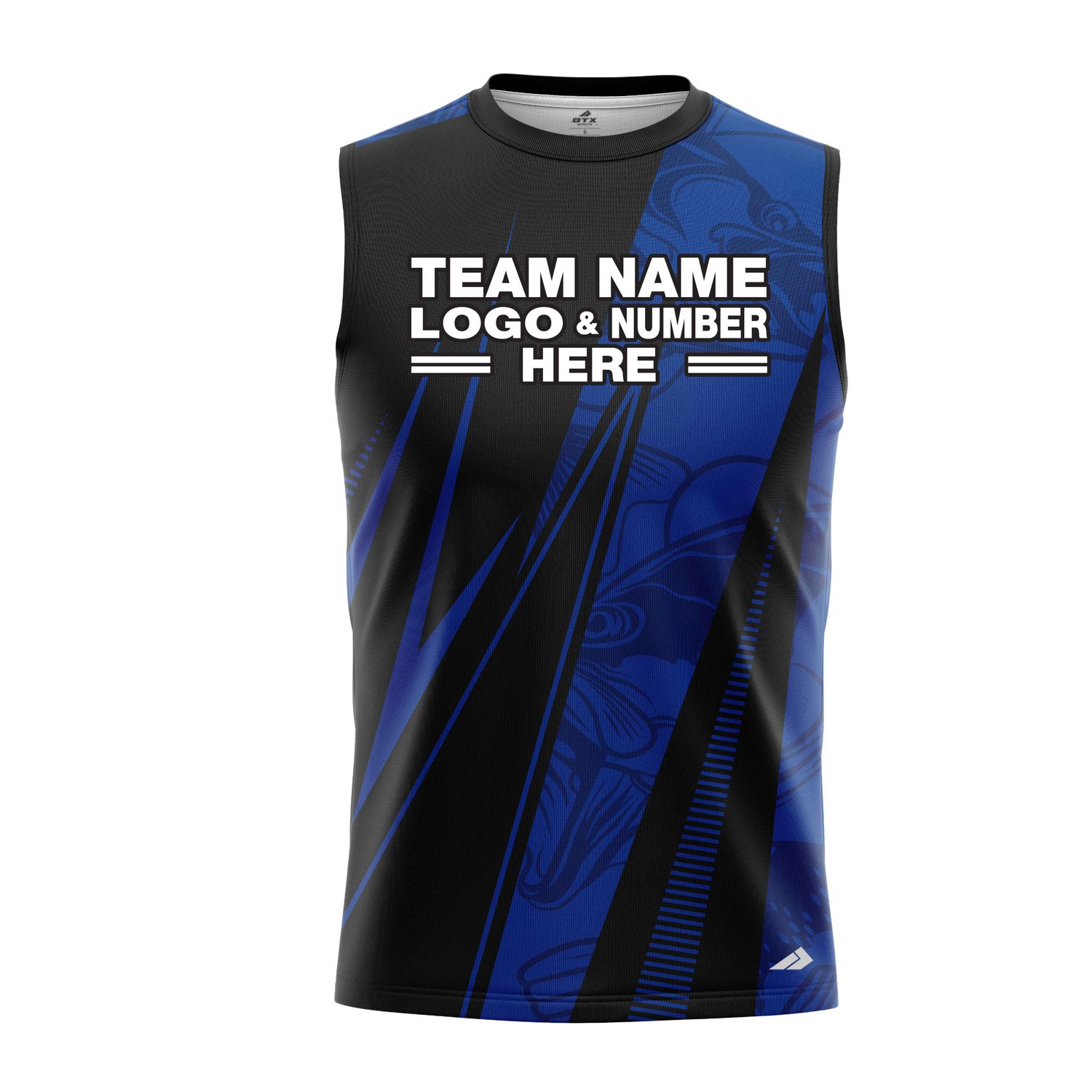 Custom Fully Sublimated Electric Fishing Pattern Blue Performance Sleeveless 22789