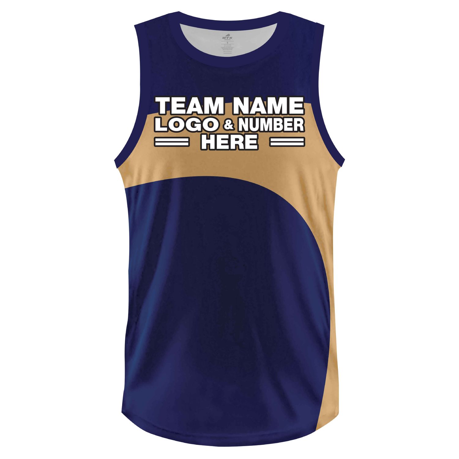 Custom Fully Sublimated Arch Pattern Navy Blue Gold Performance Basketball Uniform Jersey 23187