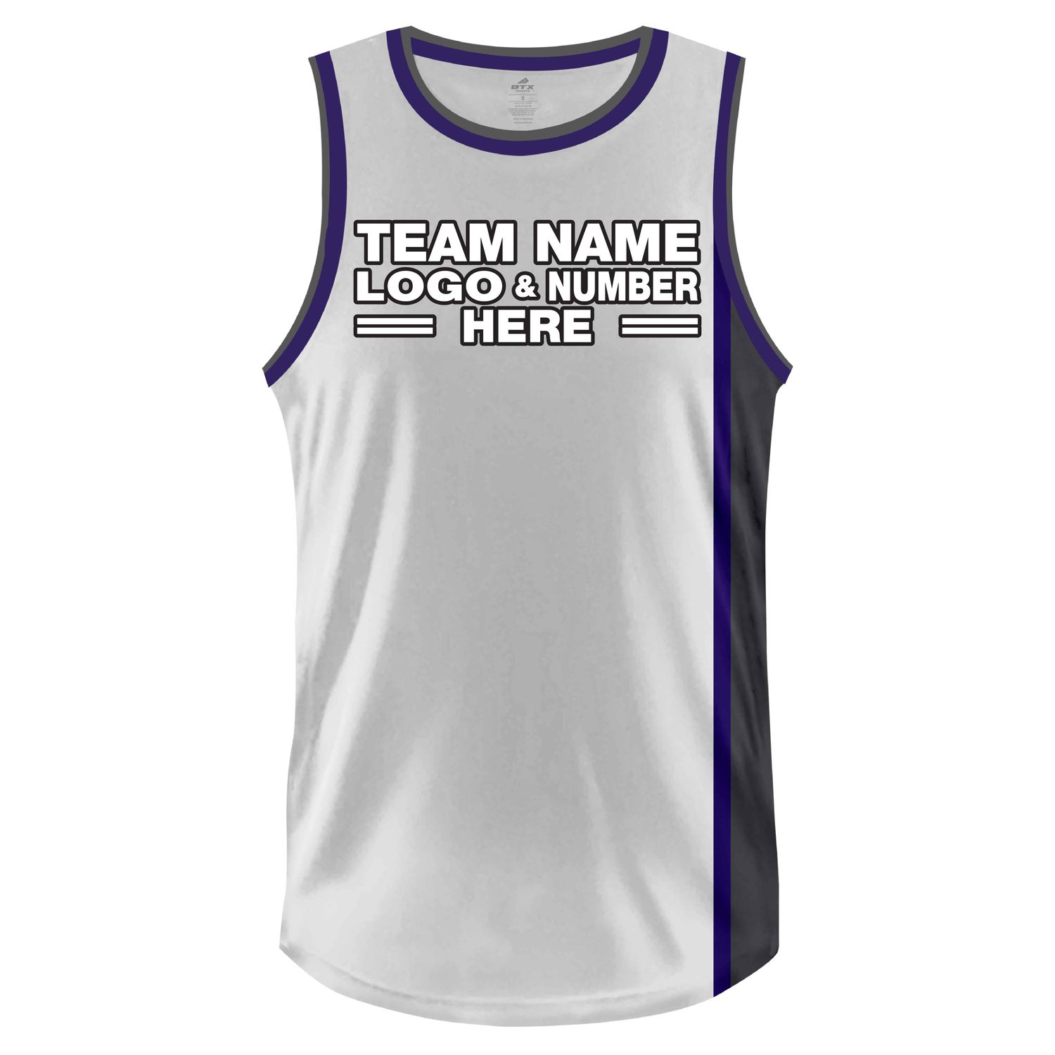 Custom Fully Sublimated Elementary Two Pattern White Purple Black Performance Basketball Uniform Jersey 23267