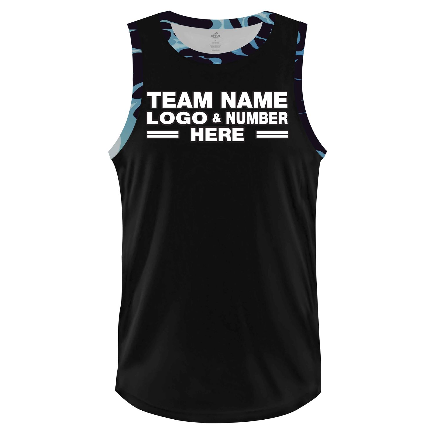 Custom Fully Sublimated Chip Four Pattern Black Blue Performance Basketball Uniform Jersey 23487