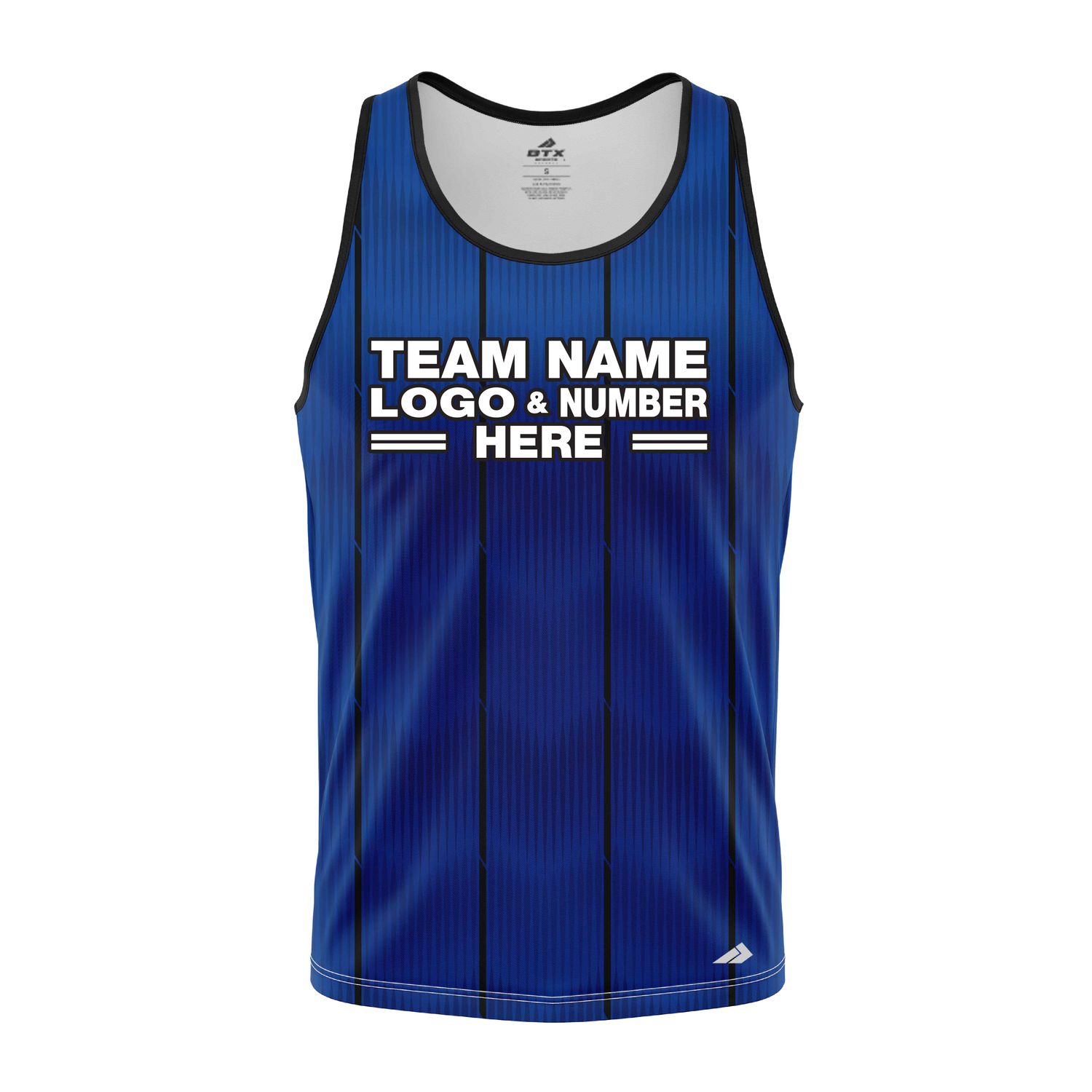 Custom Fully Sublimated Striped Referee Pattern Blue Performance Tank Top 23630