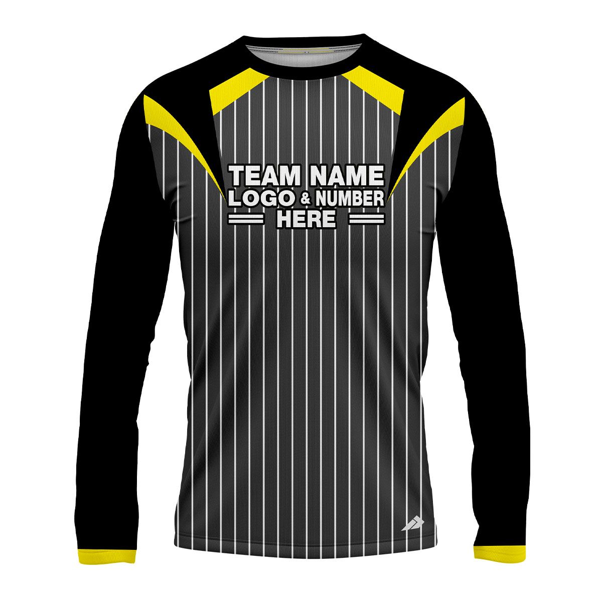 Custom Fully Sublimated Professional Referee Pattern Black Gray Yellow Performance Long Sleeves 23662