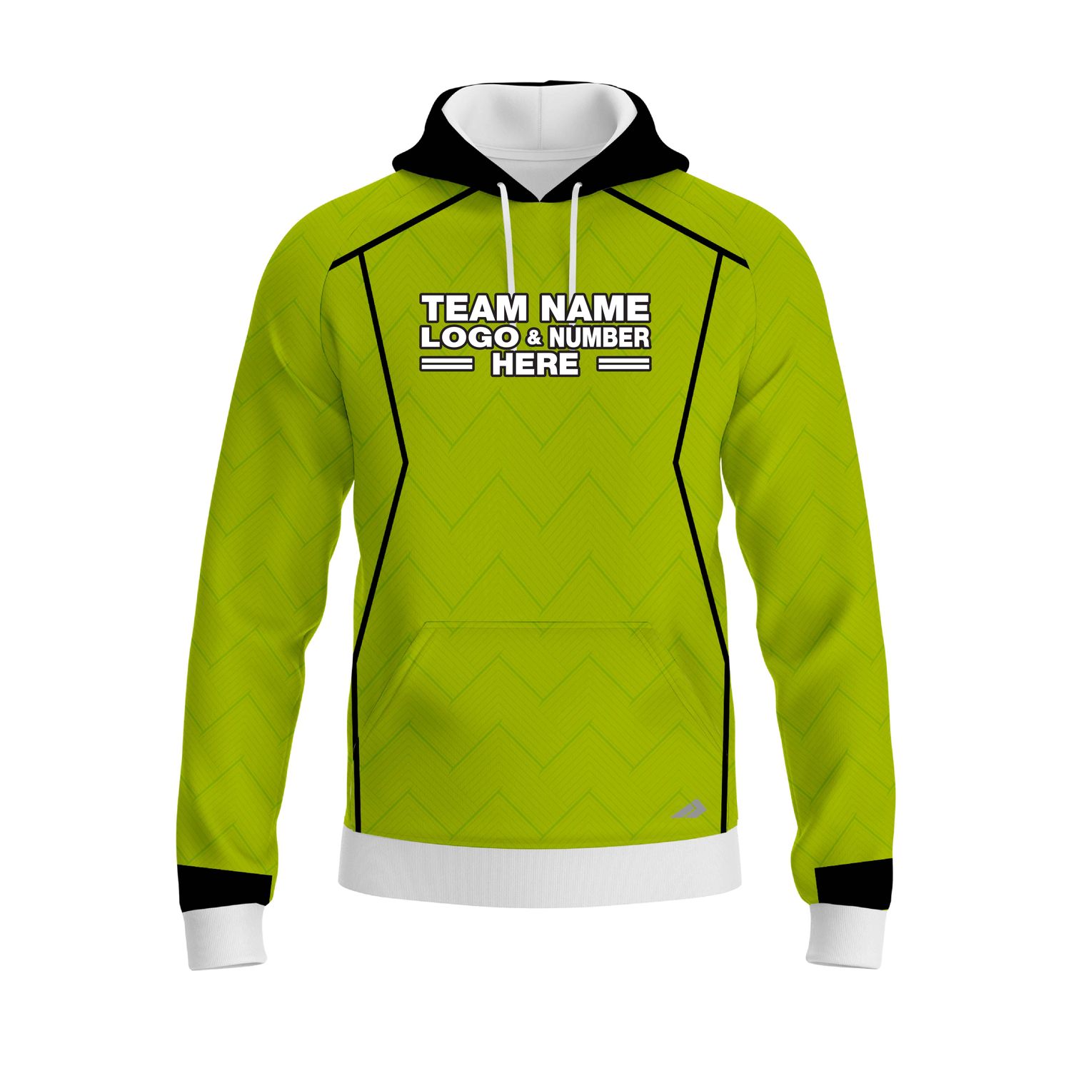 Custom Fully Sublimated Precision Referee Pattern Neon Green Performance Sports Pullover Hoodie 23748