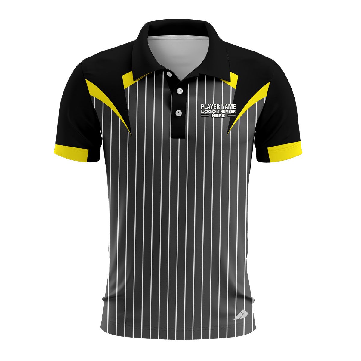 Custom Fully Sublimated Professional Referee Pattern Black Gray Yellow Performance Polo Shirt 23760