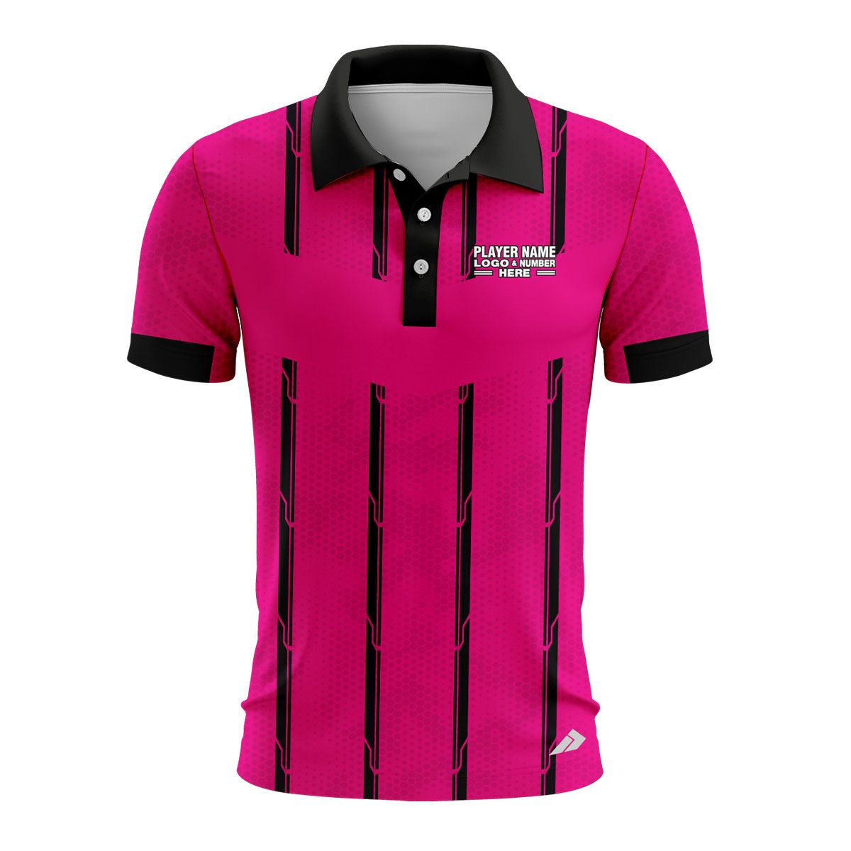 Custom Fully Sublimated Striped Referee Pattern Pink Performance Polo Shirt 23788