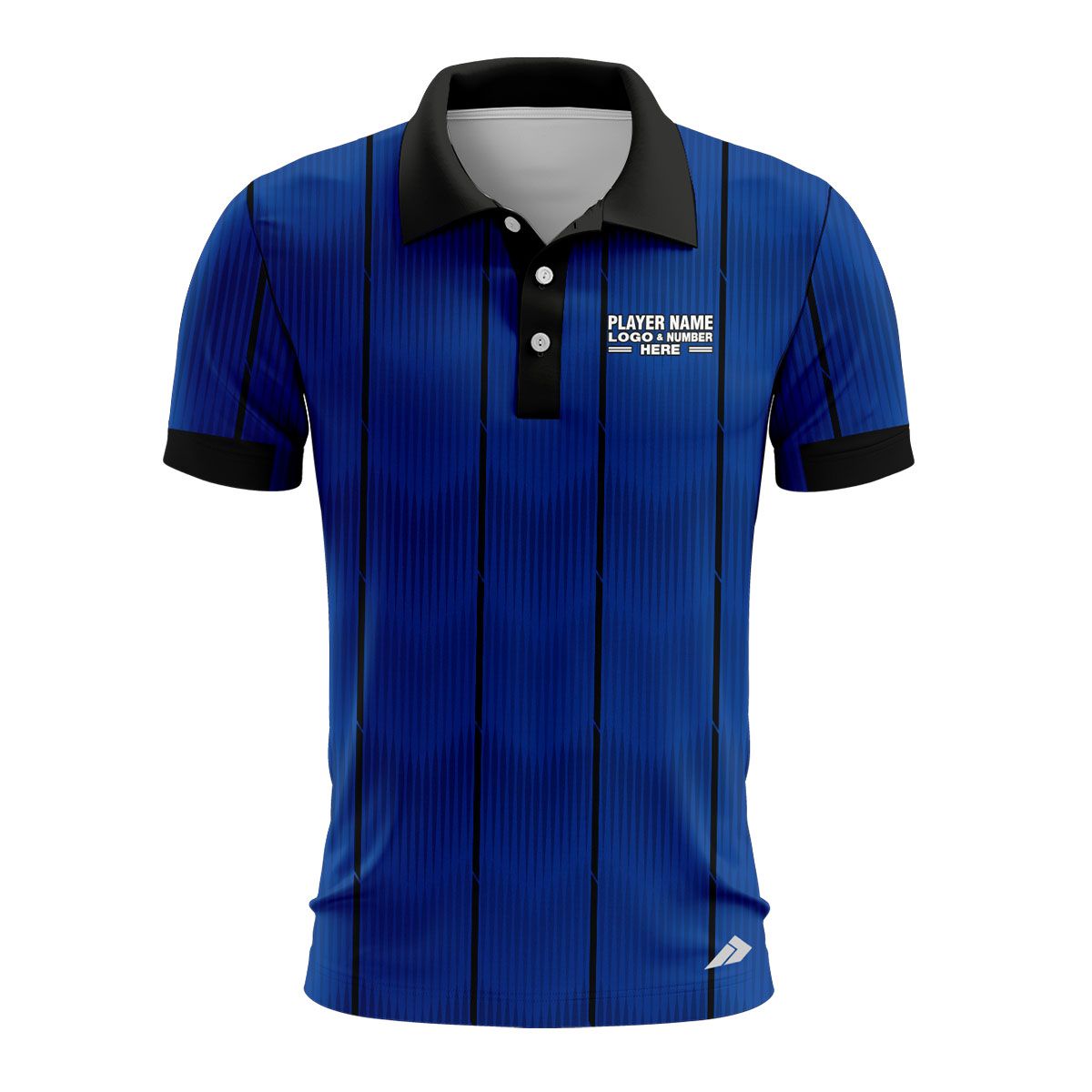 Custom Fully Sublimated Striped Referee Pattern Blue Performance Polo Shirt 23802