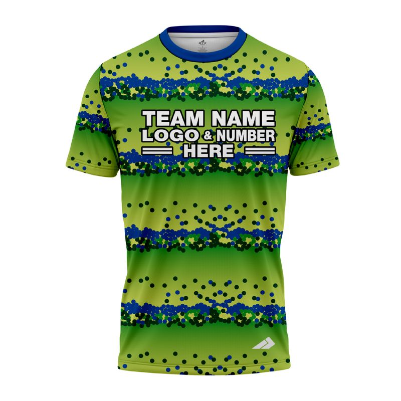 Custom Fully Sublimated Balls Dynamic Golf Pattern Green Blue Performance Jersey 23830