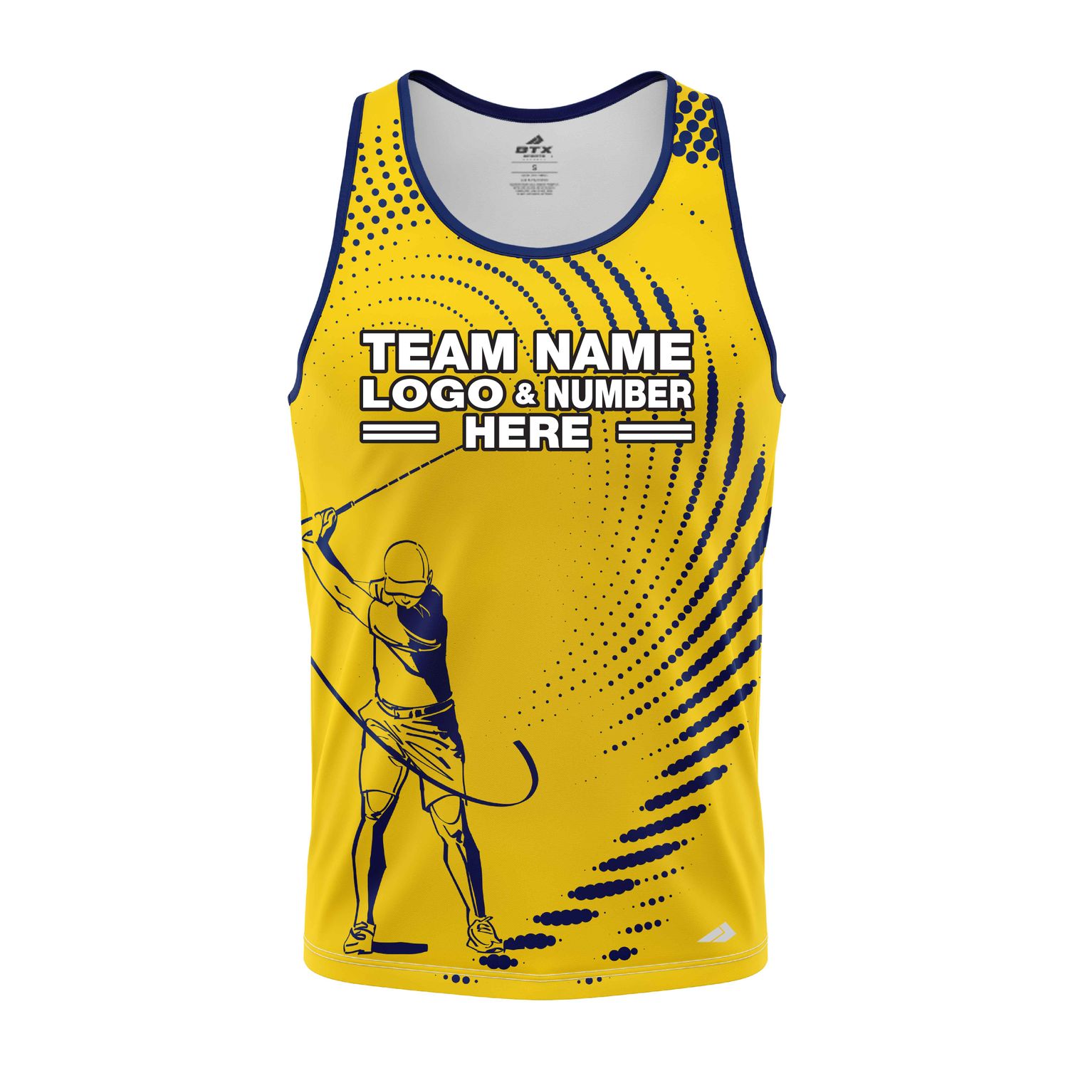 Custom Fully Sublimated Dynamic Golf Pattern Yellow Blue Performance Tank Top 23865