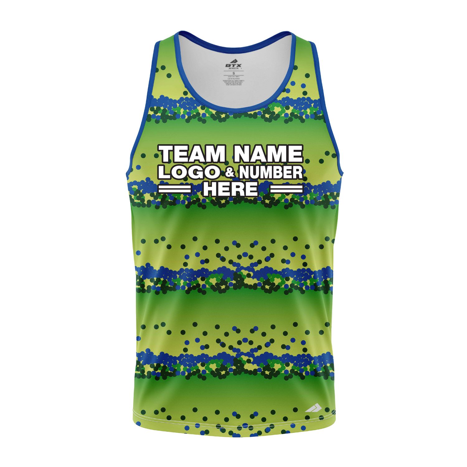 Custom Fully Sublimated Balls Dynamic Golf Pattern Green Blue Performance Tank Top 23877