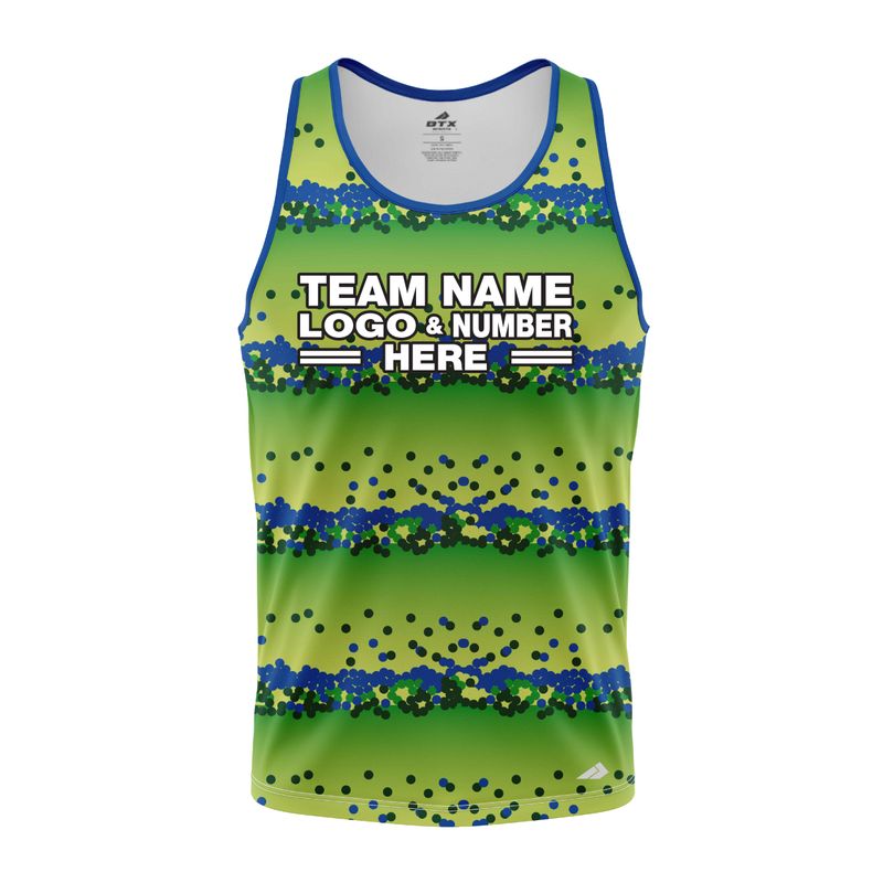 Custom Fully Sublimated Balls Dynamic Golf Pattern Green Blue Performance Tank Top 23877