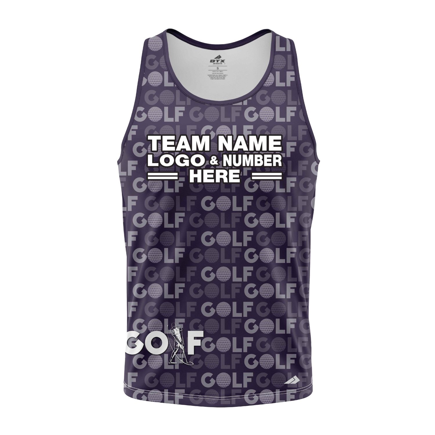 Custom Fully Sublimated Vibrant Golf Pattern Purple Performance Tank Top 23889