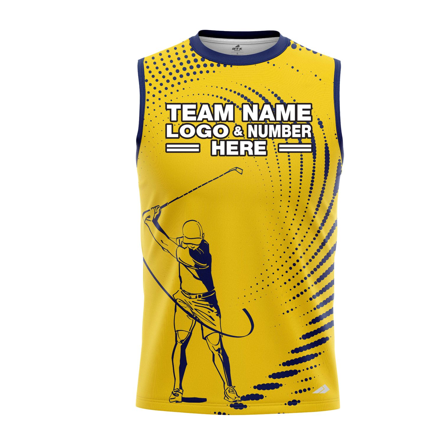 Custom Fully Sublimated Dynamic Golf Pattern Yellow Blue Performance Sleeveless 23897