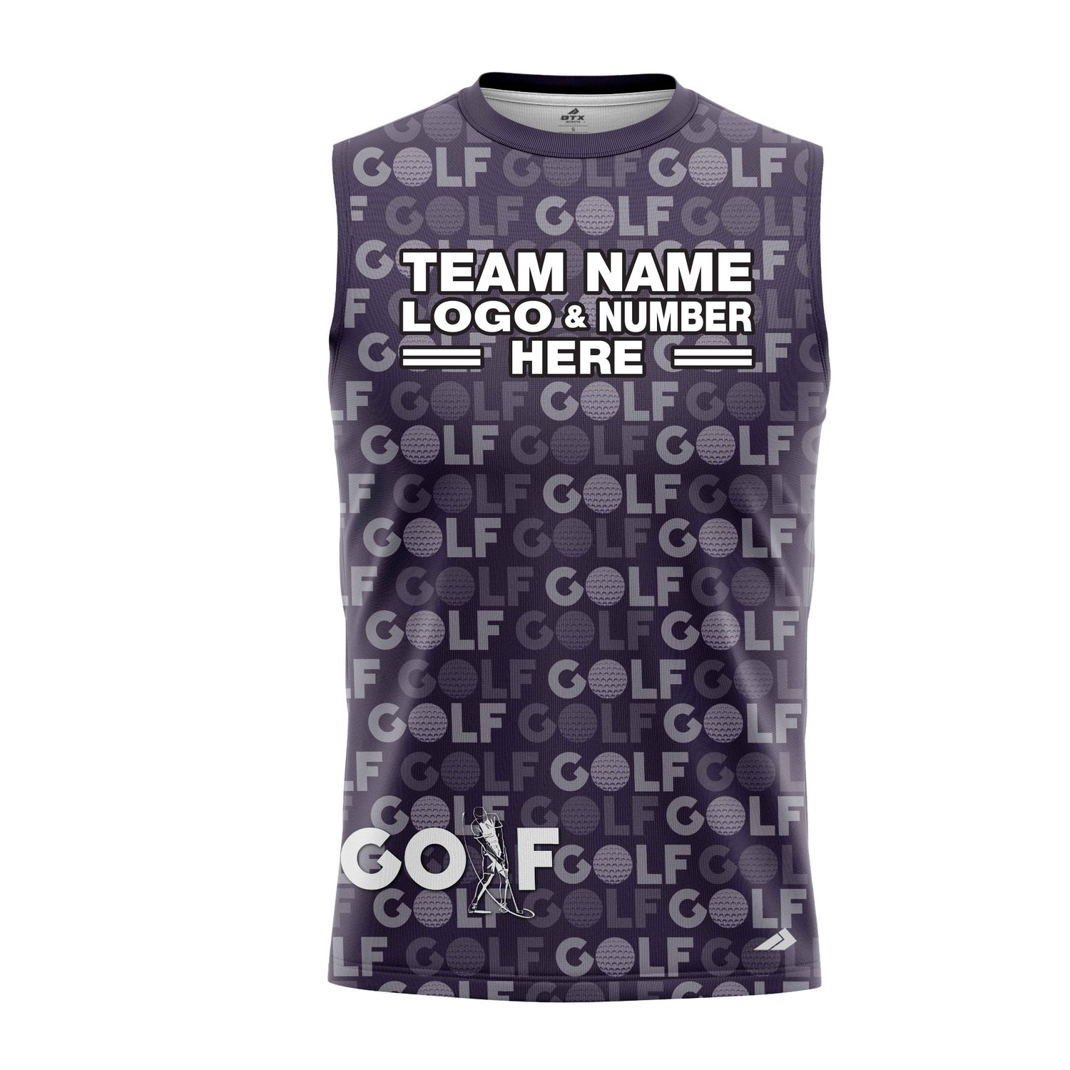 Custom Fully Sublimated Vibrant Golf Pattern Purple Performance Sleeveless 23921