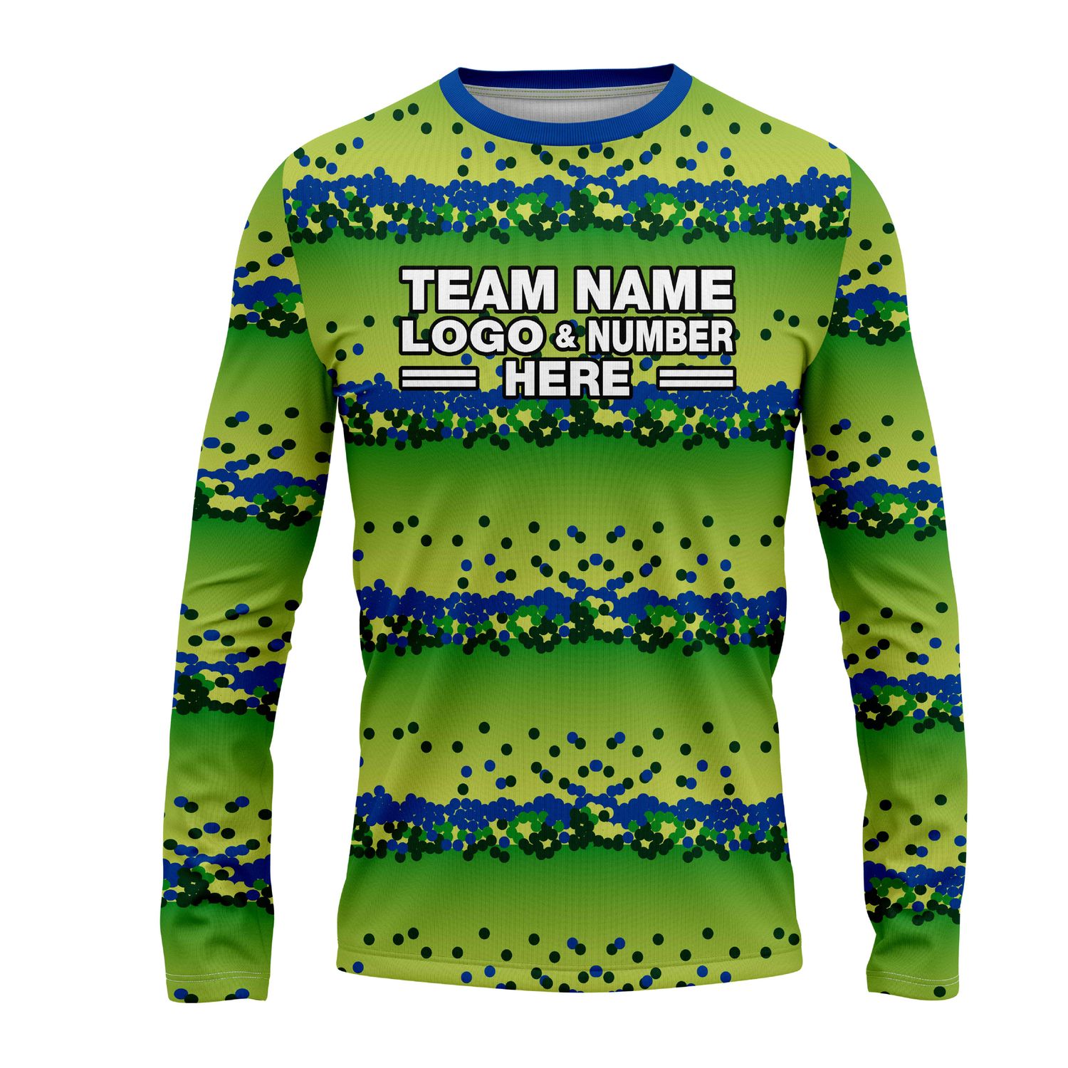 Custom Fully Sublimated Balls Dynamic Golf Pattern Green Blue Performance Long Sleeves 23965