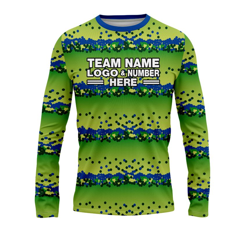 Custom Fully Sublimated Balls Dynamic Golf Pattern Green Blue Performance Long Sleeves 23965