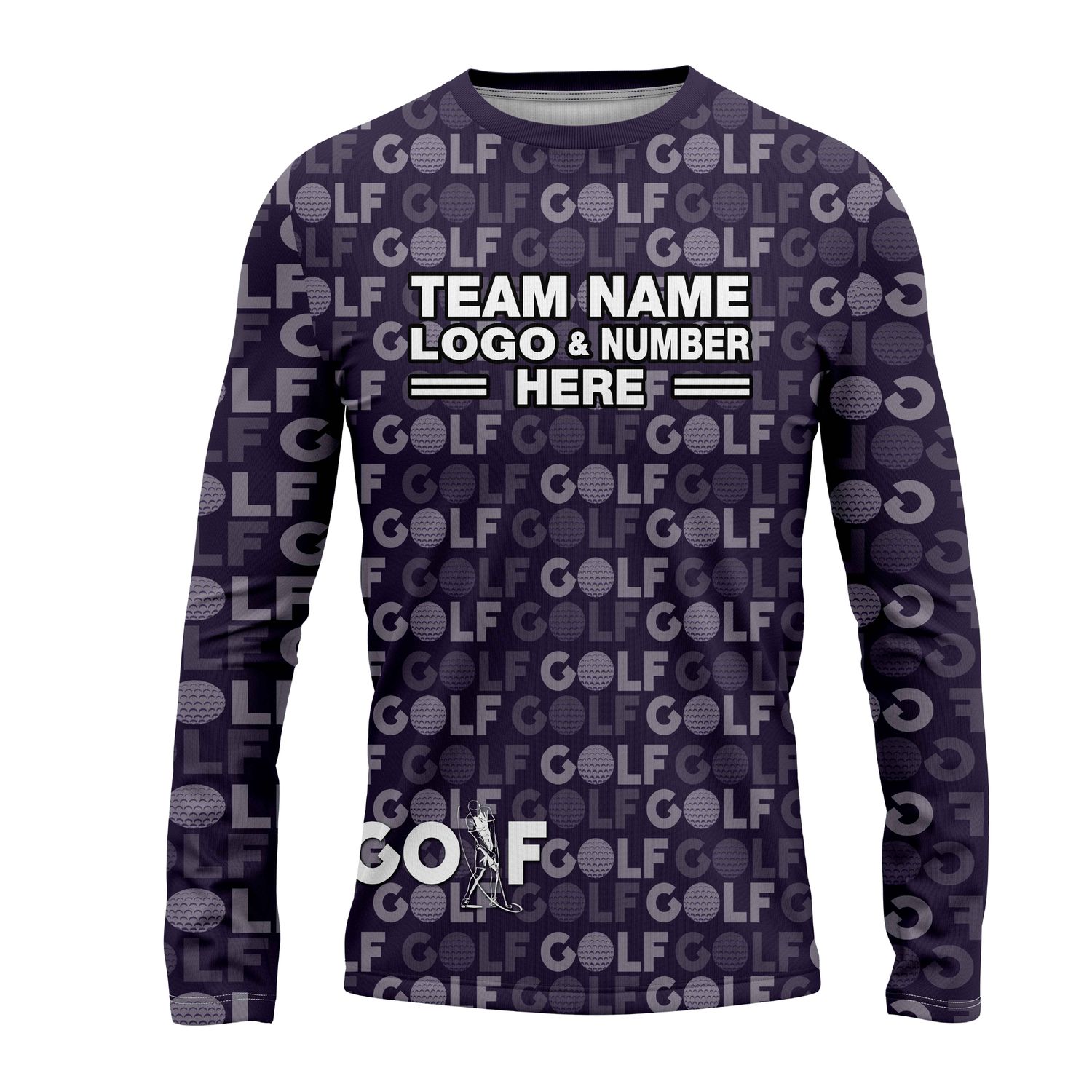Custom Fully Sublimated Vibrant Golf Pattern Purple Performance Long Sleeves 24001