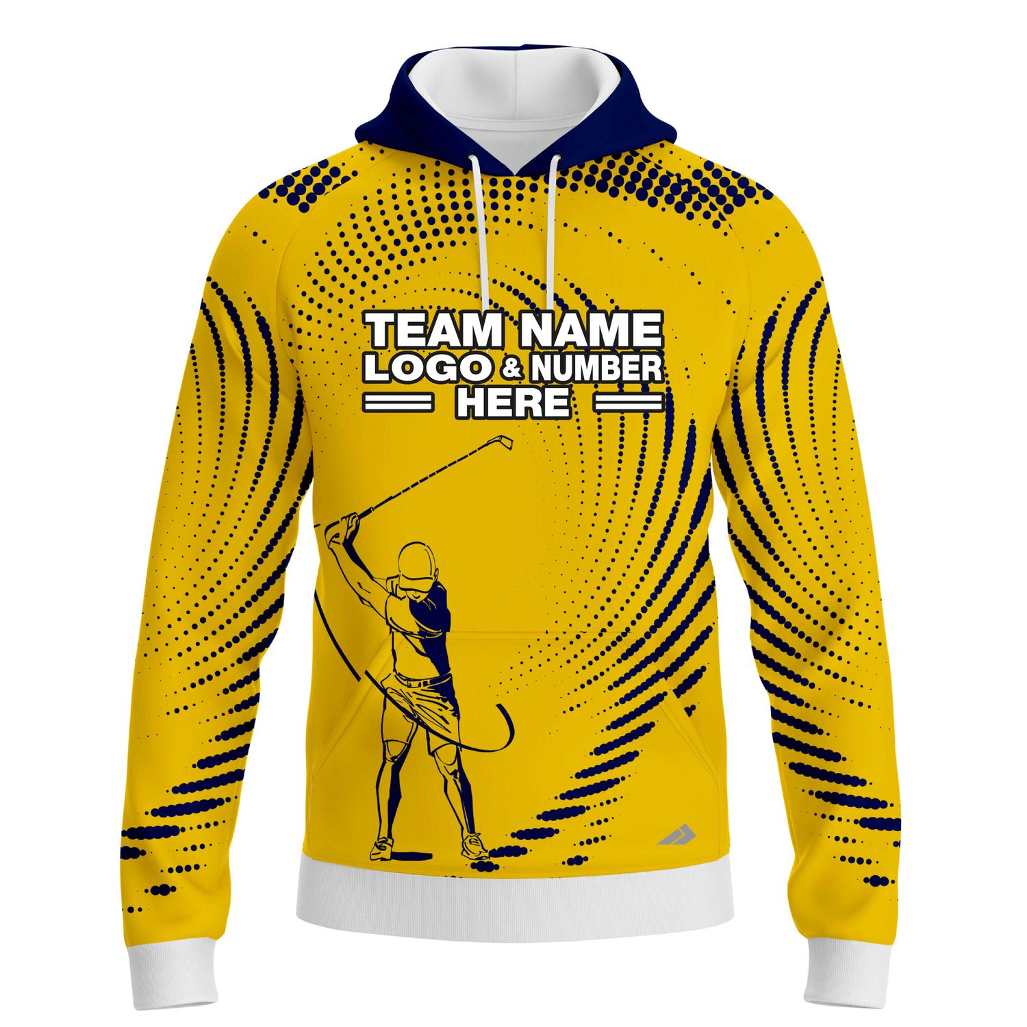 Custom Fully Sublimated Dynamic Golf Pattern Yellow Blue Performance Sports Pullover Hoodie 24025