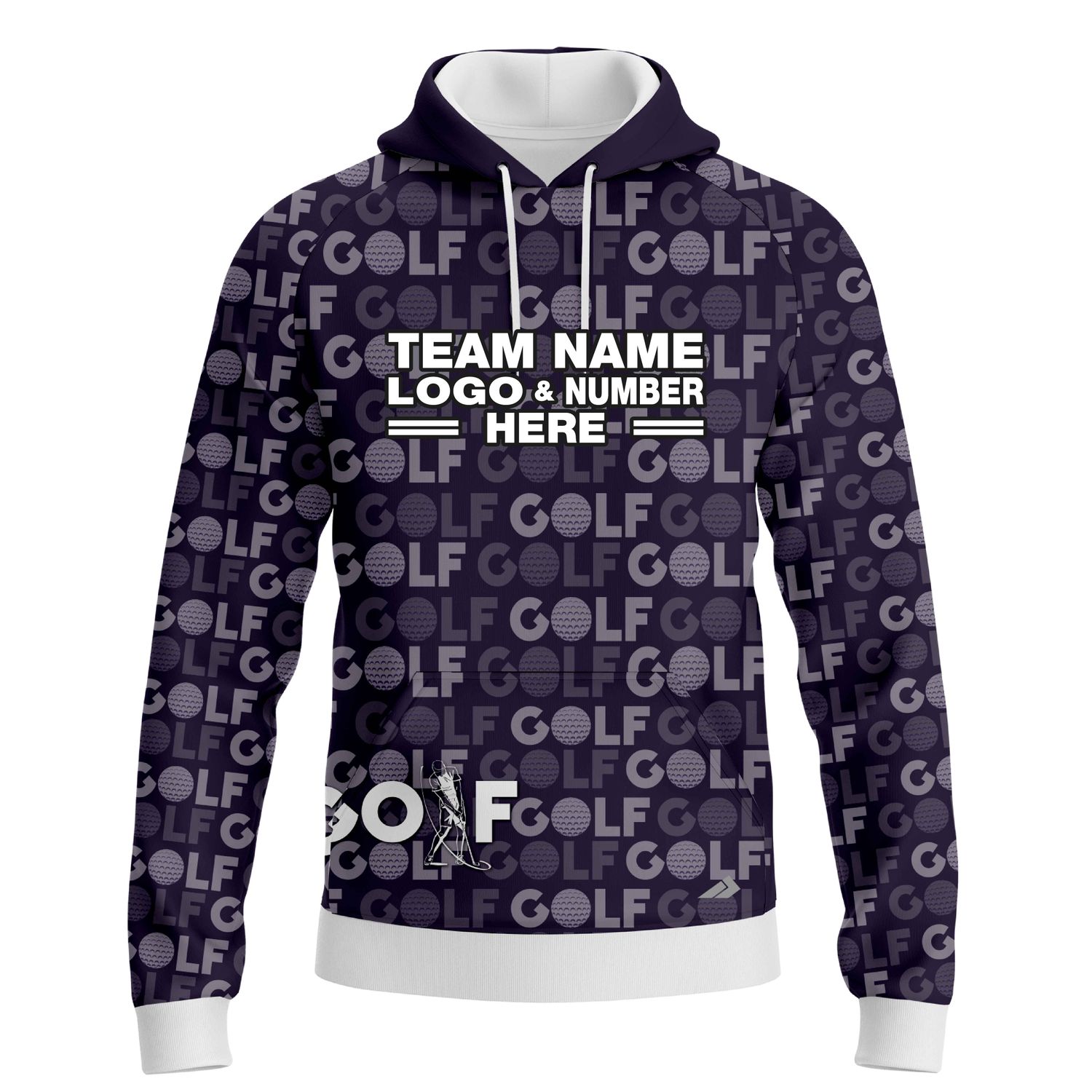 Custom Fully Sublimated Vibrant Golf Pattern Purple Performance Sports Pullover Hoodie 24037