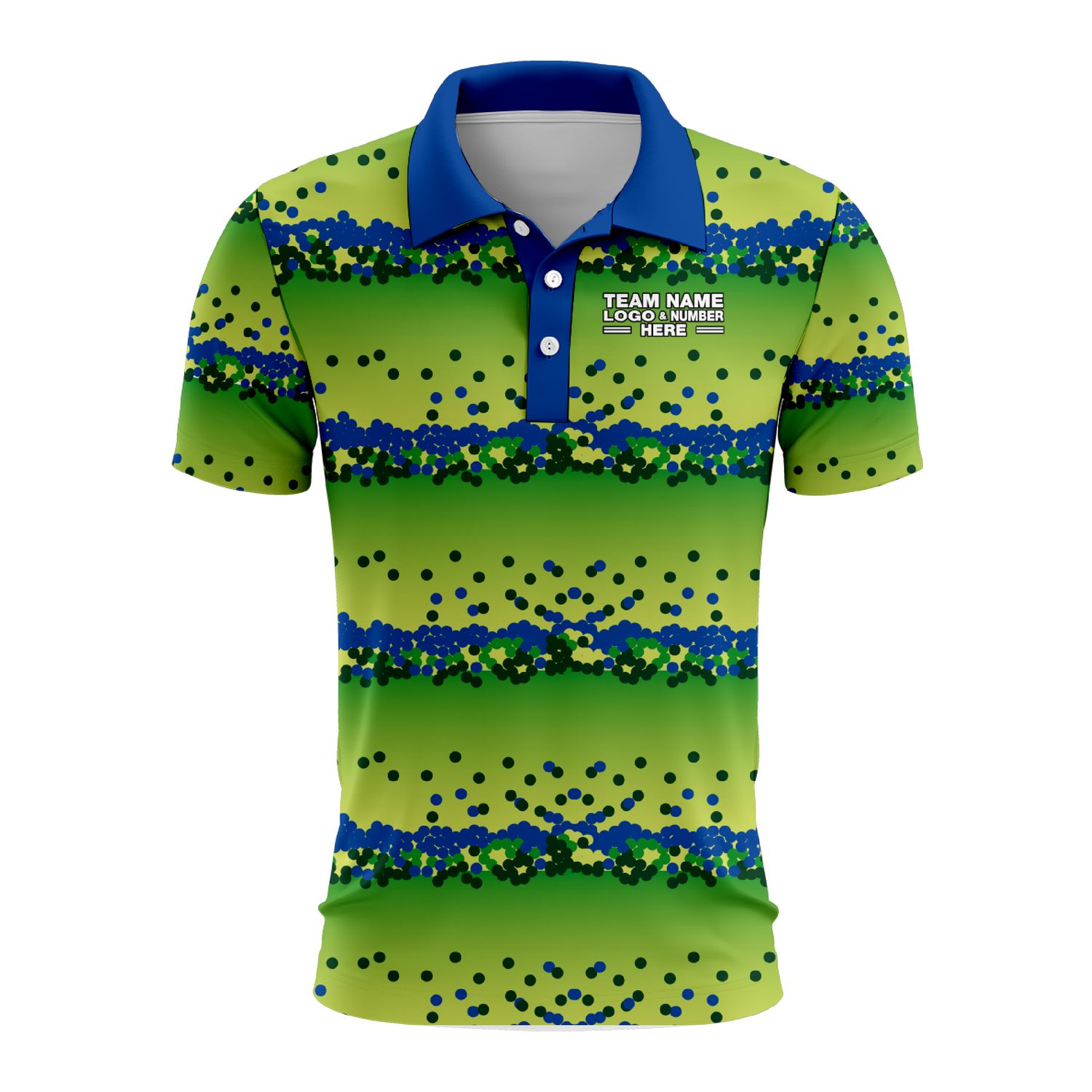 Custom Fully Sublimated Balls Dynamic Golf Pattern Green Blue Performance Polo Shirt 24062