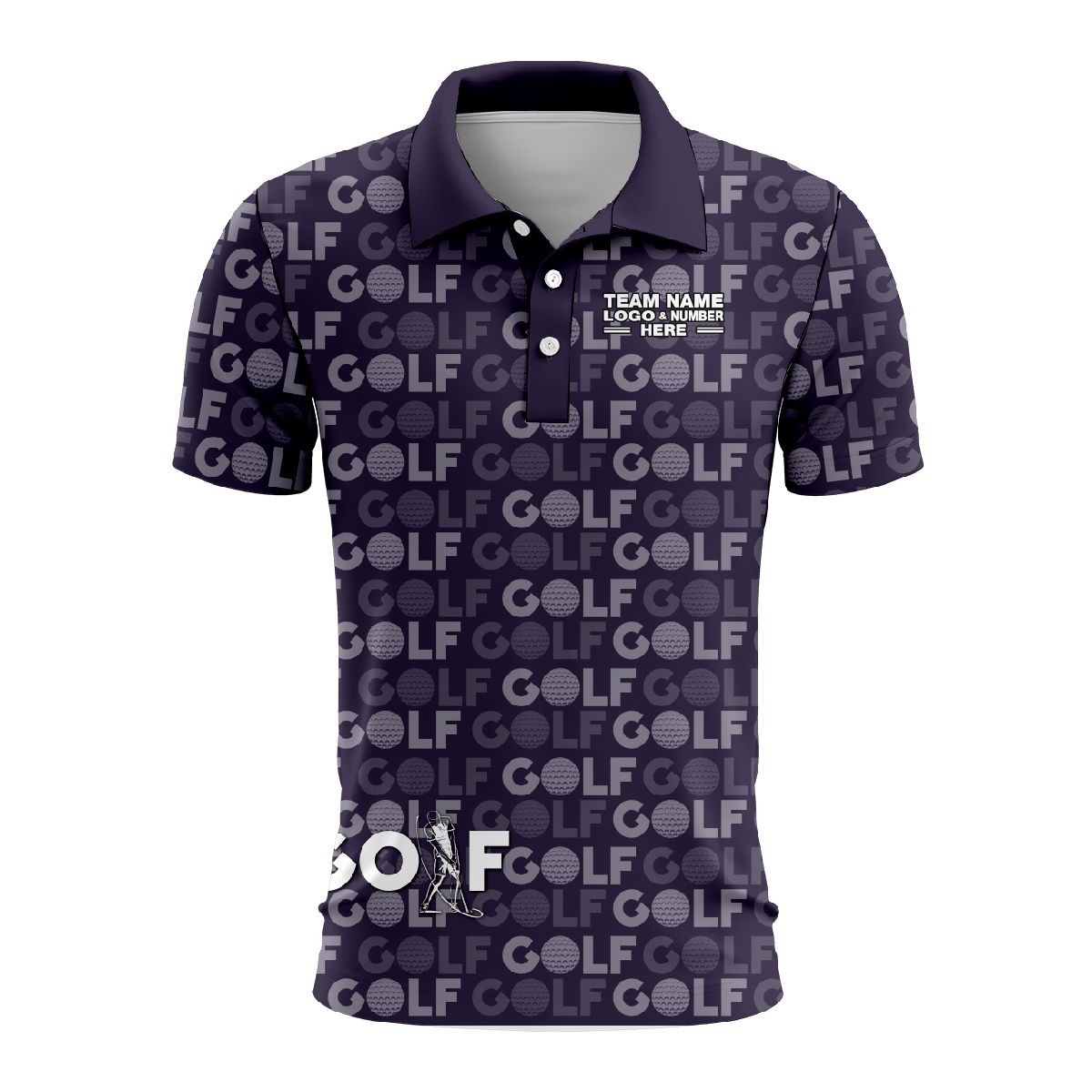 Custom Fully Sublimated Vibrant Golf Pattern Purple Performance Polo Shirt 24083