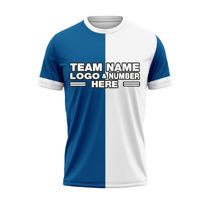 Custom Fully Sublimated Basic Pattern White Blue Performance Soccer Uniform Jersey 24137