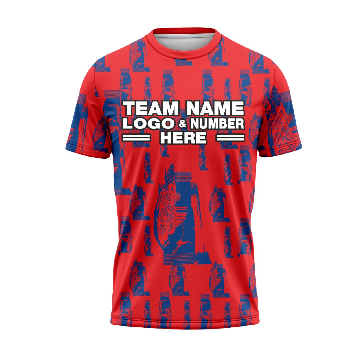 Custom Fully Sublimated Cracked Pattern Red Blue Performance Soccer Uniform Jersey 24153