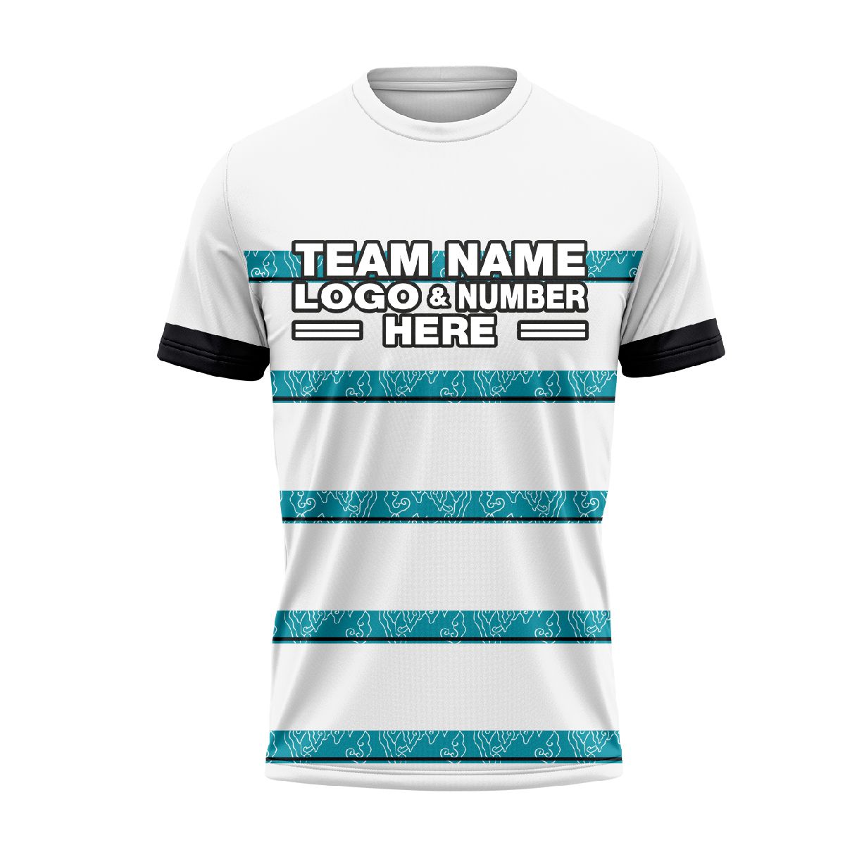 Custom Fully Sublimated Horizontal Stripes Pattern White SkyBlue Performance Soccer Uniform Jersey 24233