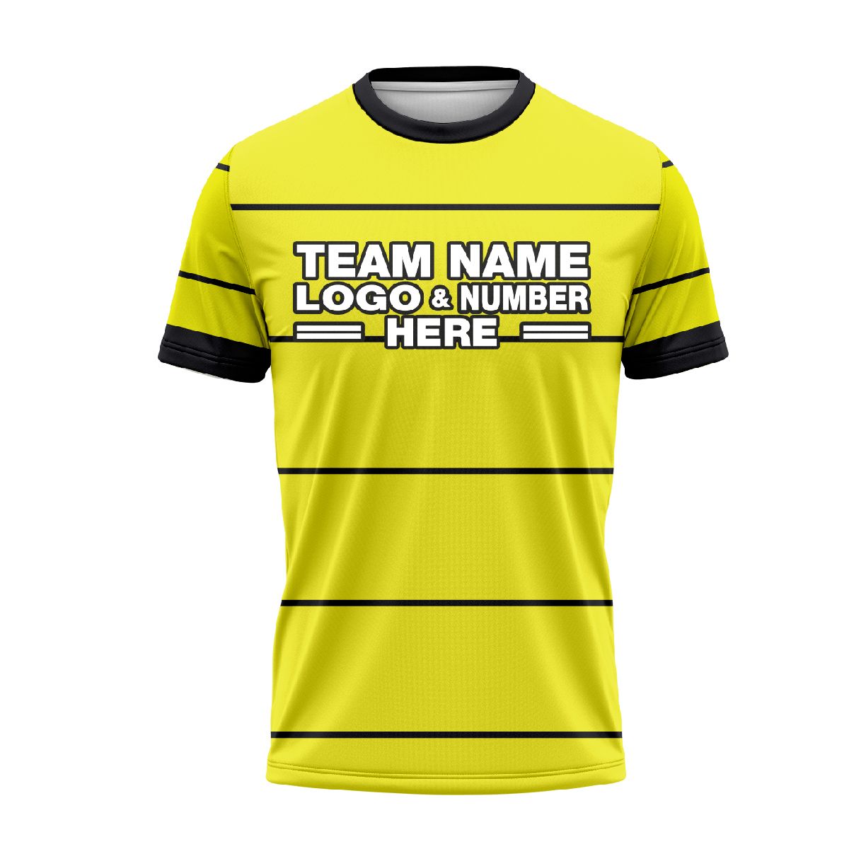 Custom Fully Sublimated Horizontal Stripes Two Pattern Yellow Black Performance Soccer Uniform Jersey 24273