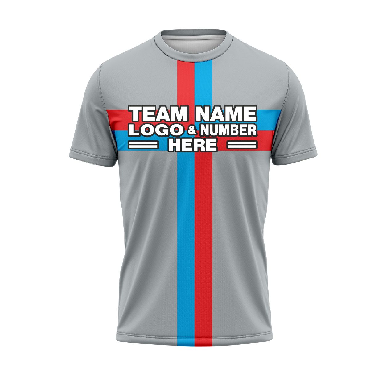 Custom Fully Sublimated Cross Pattern Gray SkyBlue Red Performance Soccer Uniform Jersey 24337
