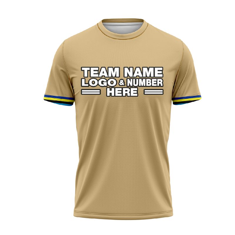 Custom Fully Sublimated Basic Three Pattern Gold Performance Soccer Uniform Jersey 24353