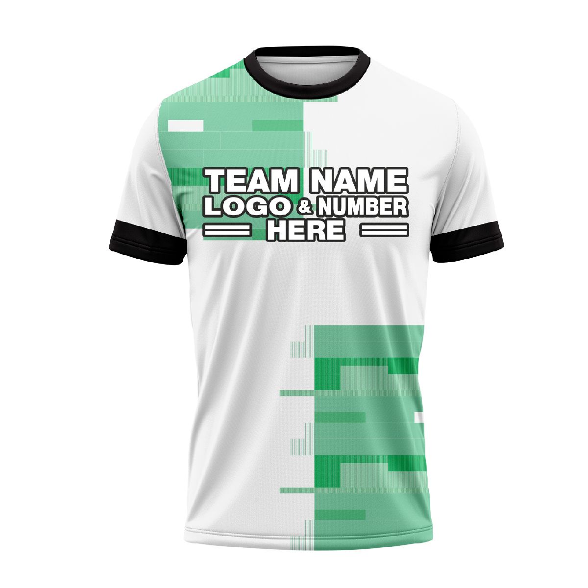 Custom Fully Sublimated Modern Pattern White Aqua Black Performance Soccer Uniform Jersey 24377