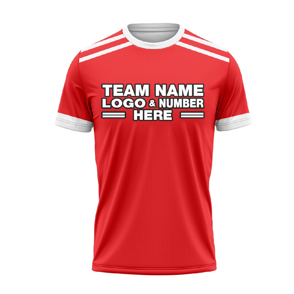 Custom Fully Sublimated Shoulder Stripes Two Pattern White Red Performance Soccer Uniform Jersey 24417