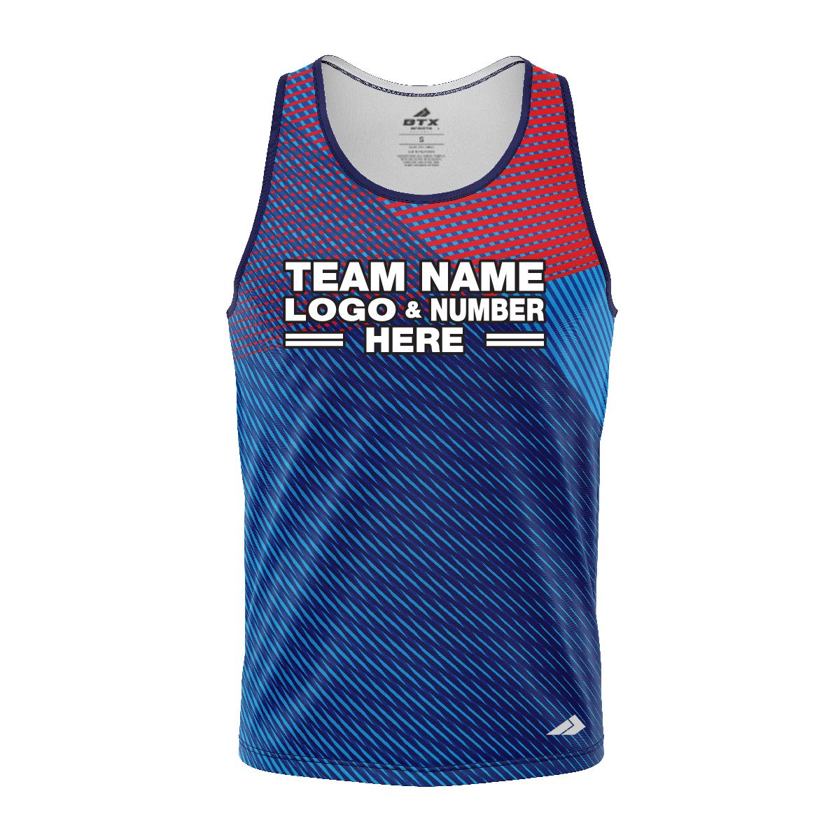 Custom Fully Sublimated Crossover Pattern Blue Red Performance Tank Top 24461