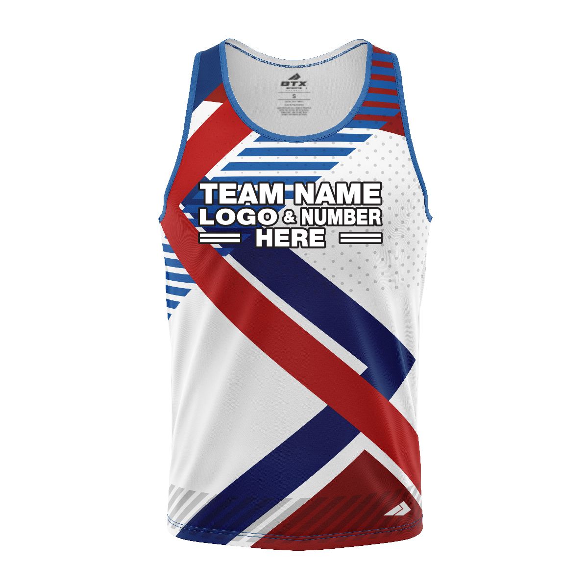 Custom Fully Sublimated Innovative Pattern White Red Blue Performance Tank Top 24469