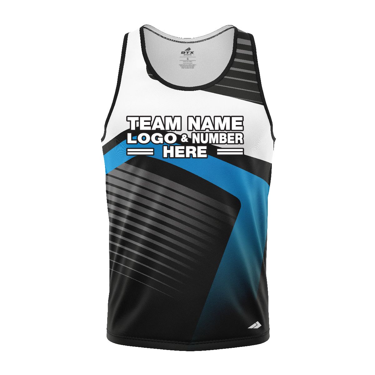 Custom Fully Sublimated ATV Modern Pattern Black White Blue Performance Tank Top 24473