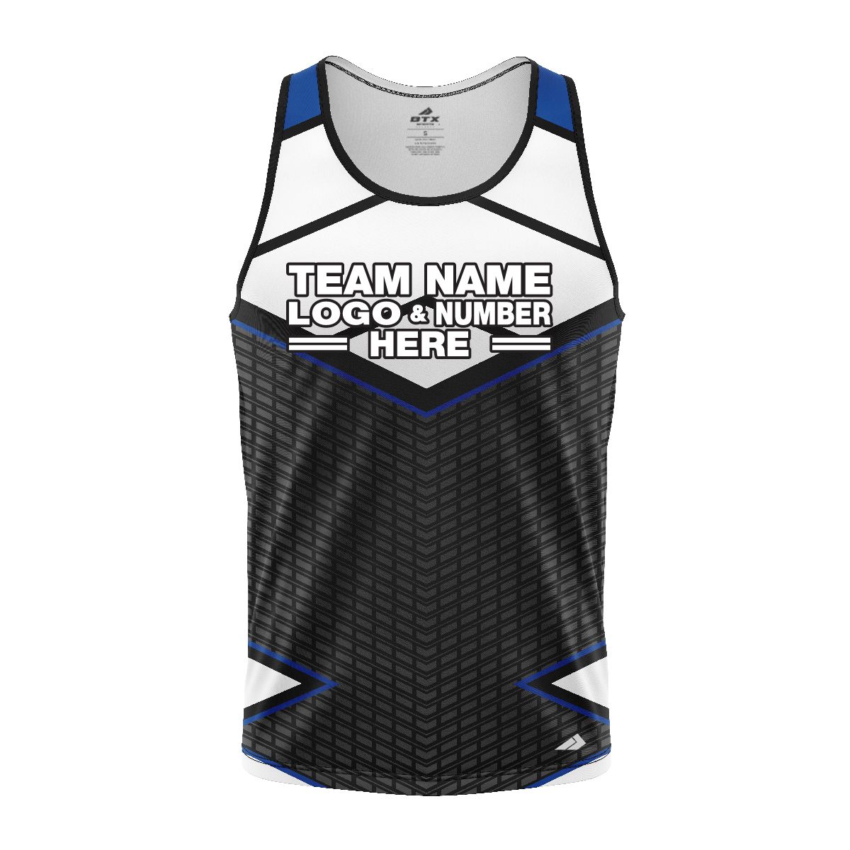 Custom Fully Sublimated BMX Modern Pattern Black White Blue Performance Tank Top 24477