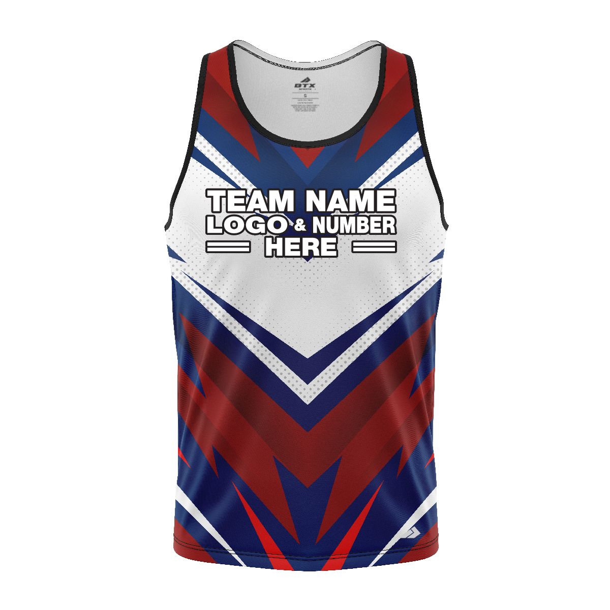 Custom Fully Sublimated BMX Extreme Pattern Black White Blue Red Performance Tank Top 24481