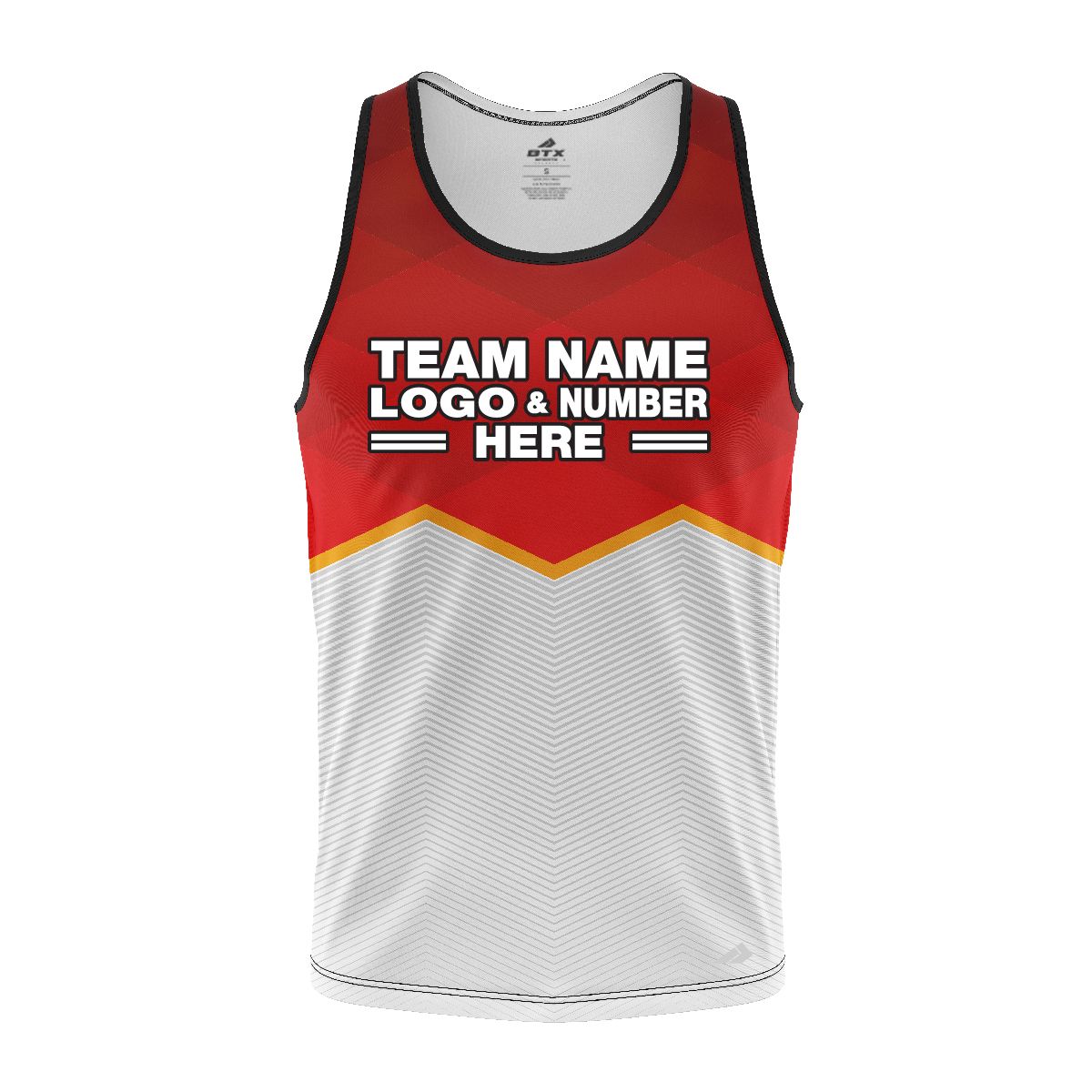 Custom Fully Sublimated Half Triangle Pattern Red White Performance Tank Top 24485