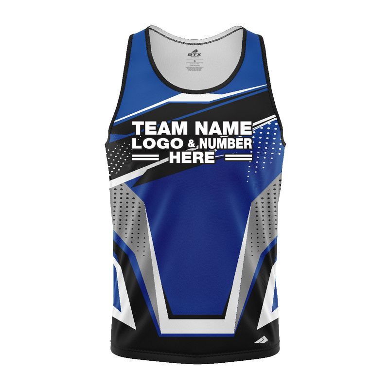 Custom Fully Sublimated BMX Freestyle Pattern Blue Black White Performance Tank Top 24501