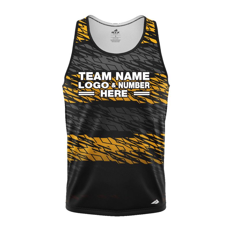 Custom Fully Sublimated BMX Abstract Pattern Black Yellow Performance Tank Top 24505