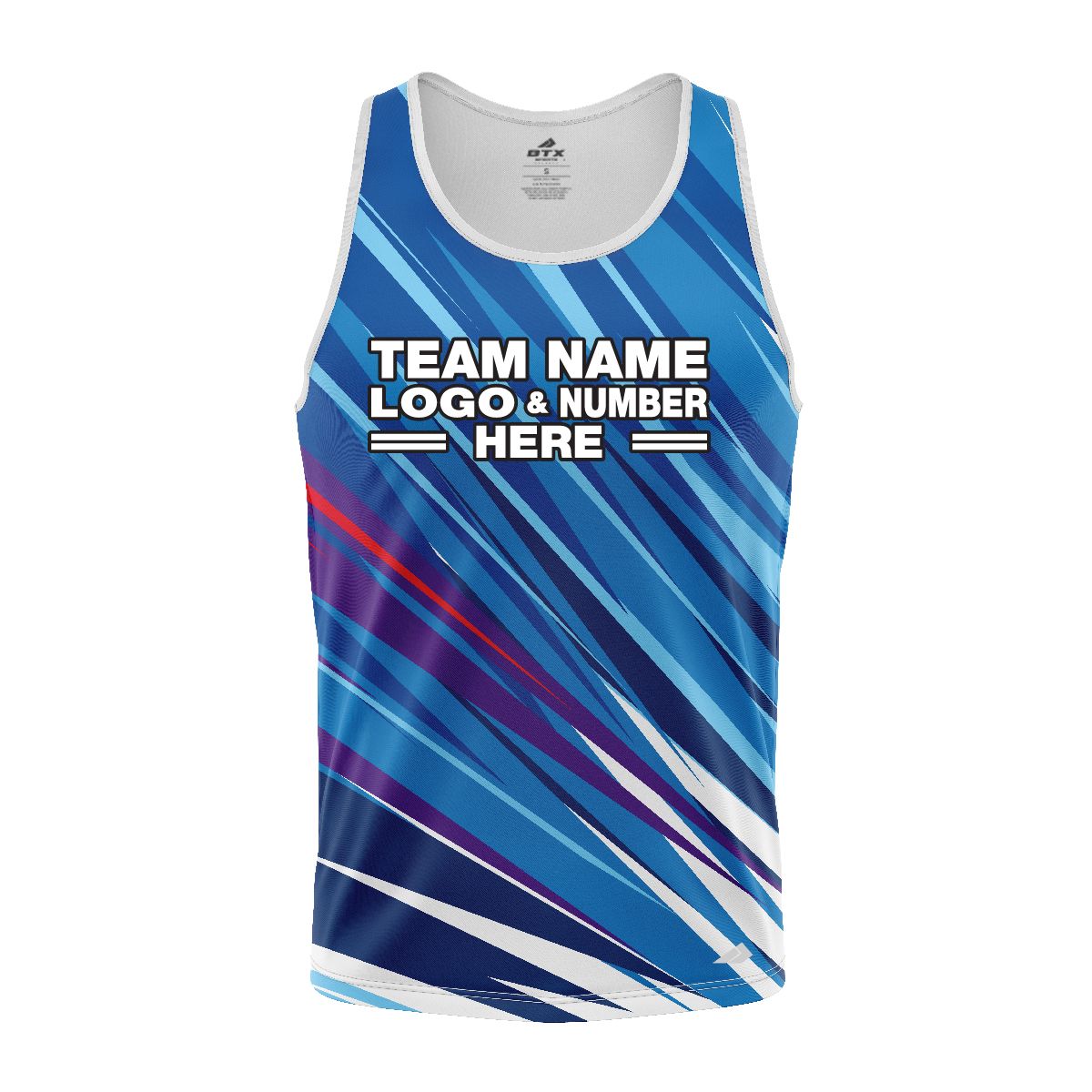Custom Fully Sublimated Spikes Pattern Blue Performance Tank Top 24509