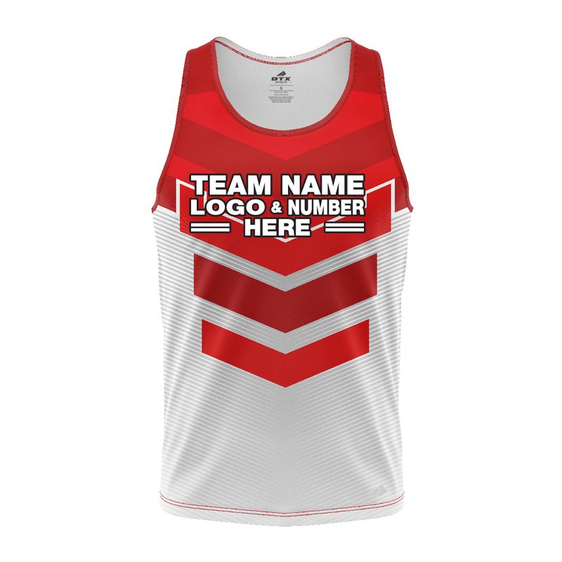 Custom Fully Sublimated BMX Ramp Pattern Red White Performance Tank Top 24525