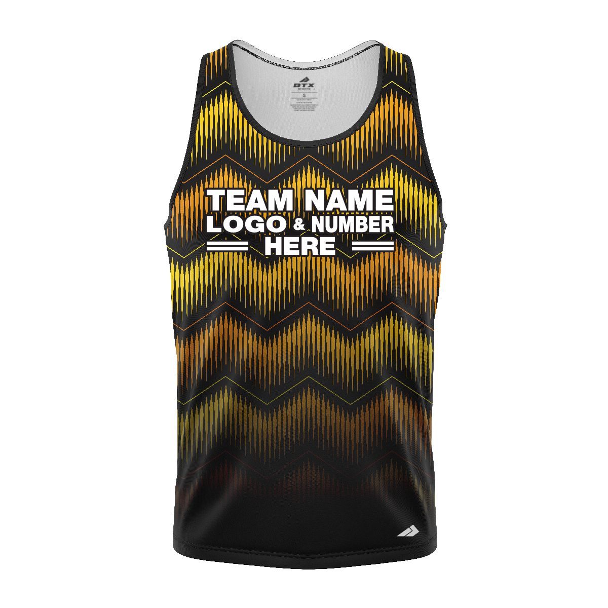 Custom Fully Sublimated Fushion Pattern Black Yellow Orange Performance Tank Top 24529