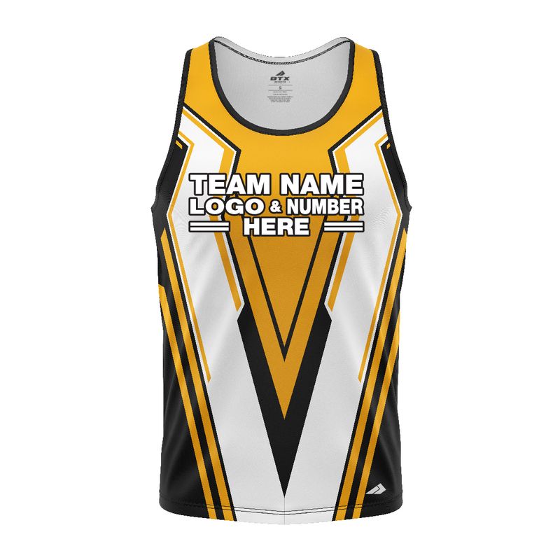 Custom Fully Sublimated BMX Extreme Pattern Black White Yellow Performance Tank Top 24537