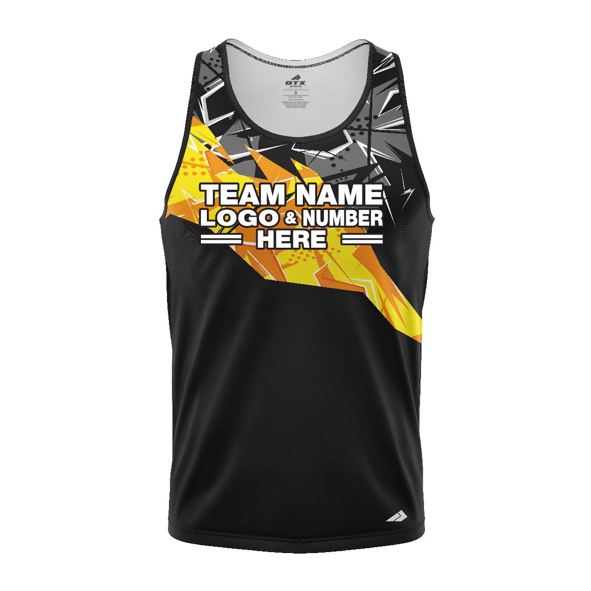 Custom Fully Sublimated Digital Concrete Pattern Black Yellow Performance Tank Top 24545