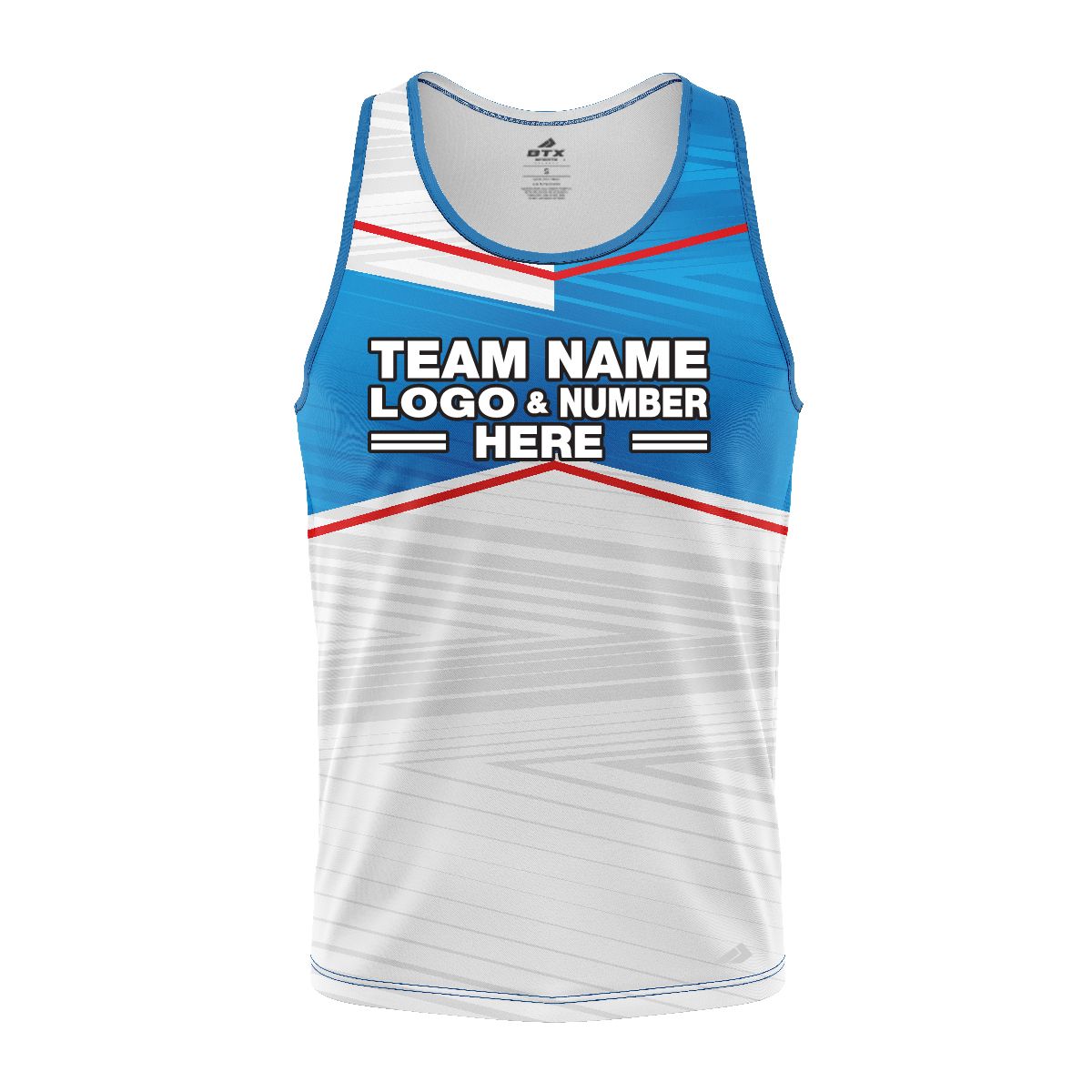 Custom Fully Sublimated Red Line Pattern SkyBlue White Performance Tank Top 24613