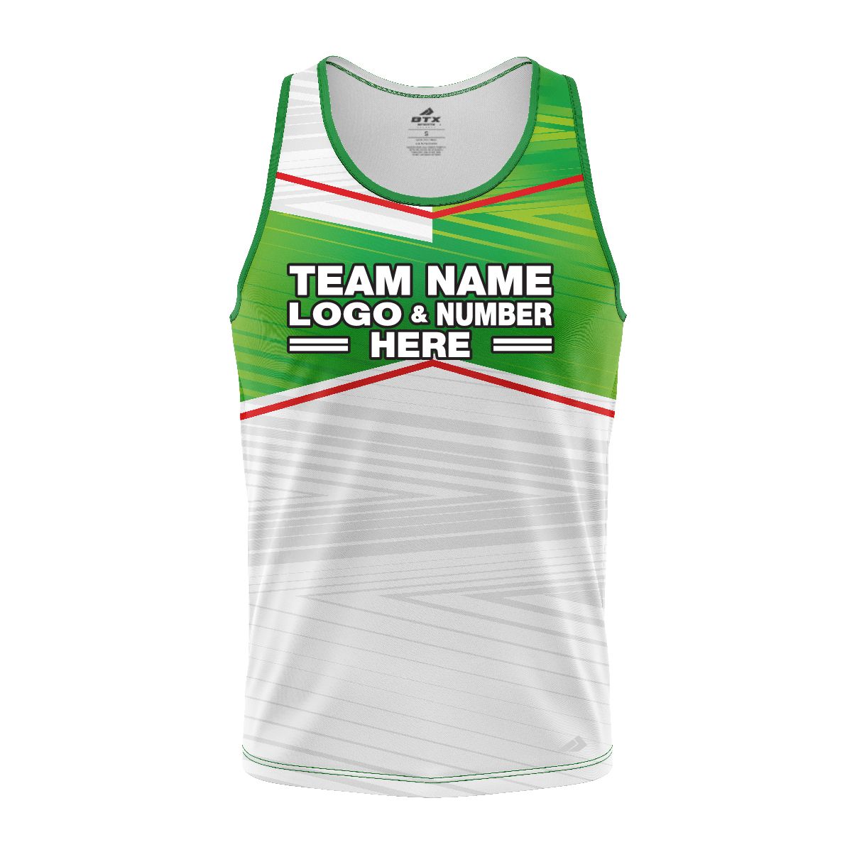 Custom Fully Sublimated Red Line Pattern Green White Performance Tank Top 24617
