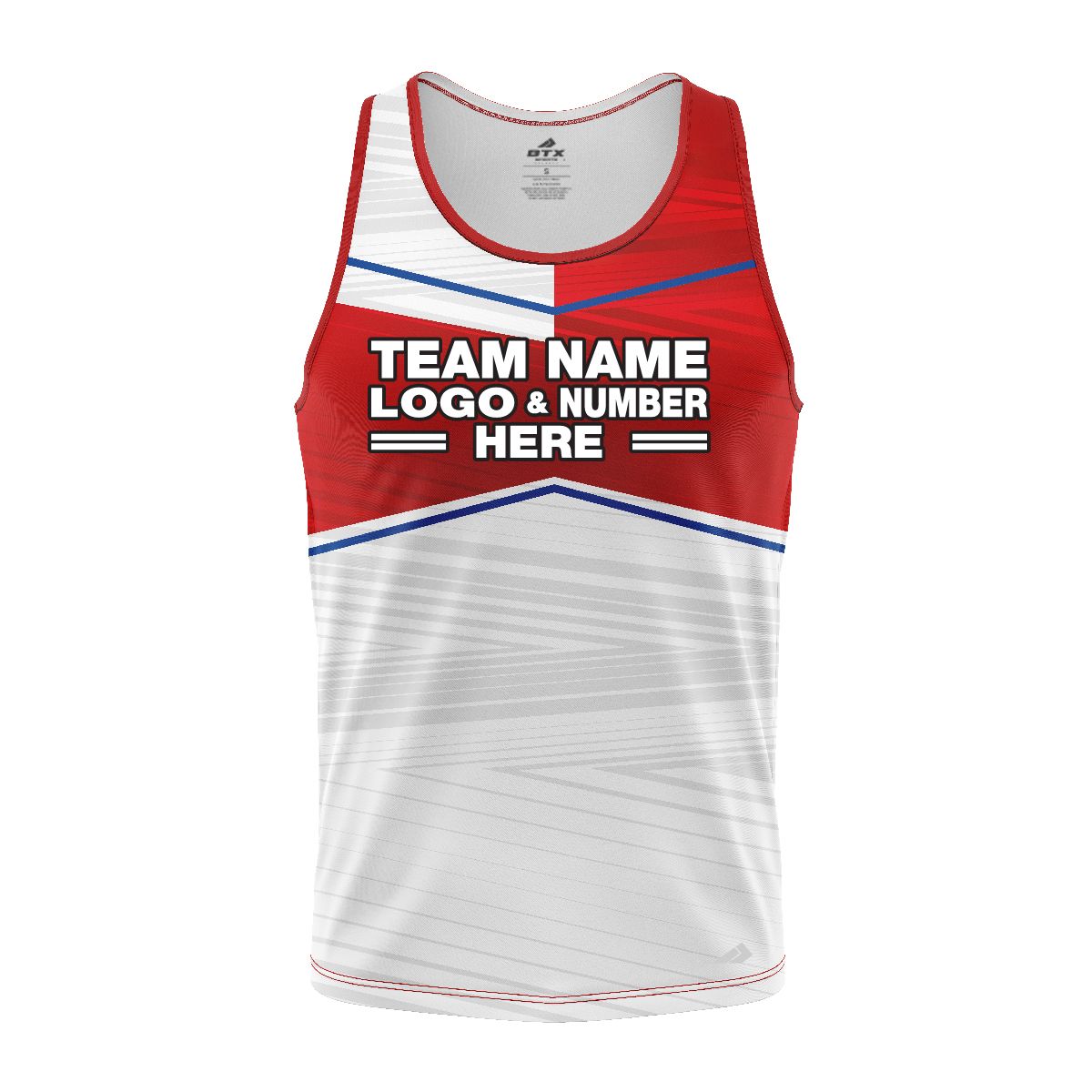 Custom Fully Sublimated Blue Line Pattern Red White Performance Tank Top 24621