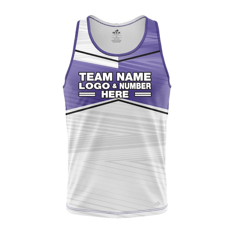 Custom Fully Sublimated Black Line Pattern Berry White Performance Tank Top 24629