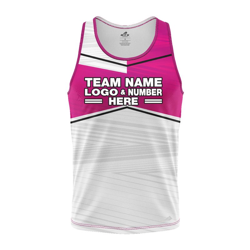 Custom Fully Sublimated Black Line Pattern Pink White Performance Tank Top 24625